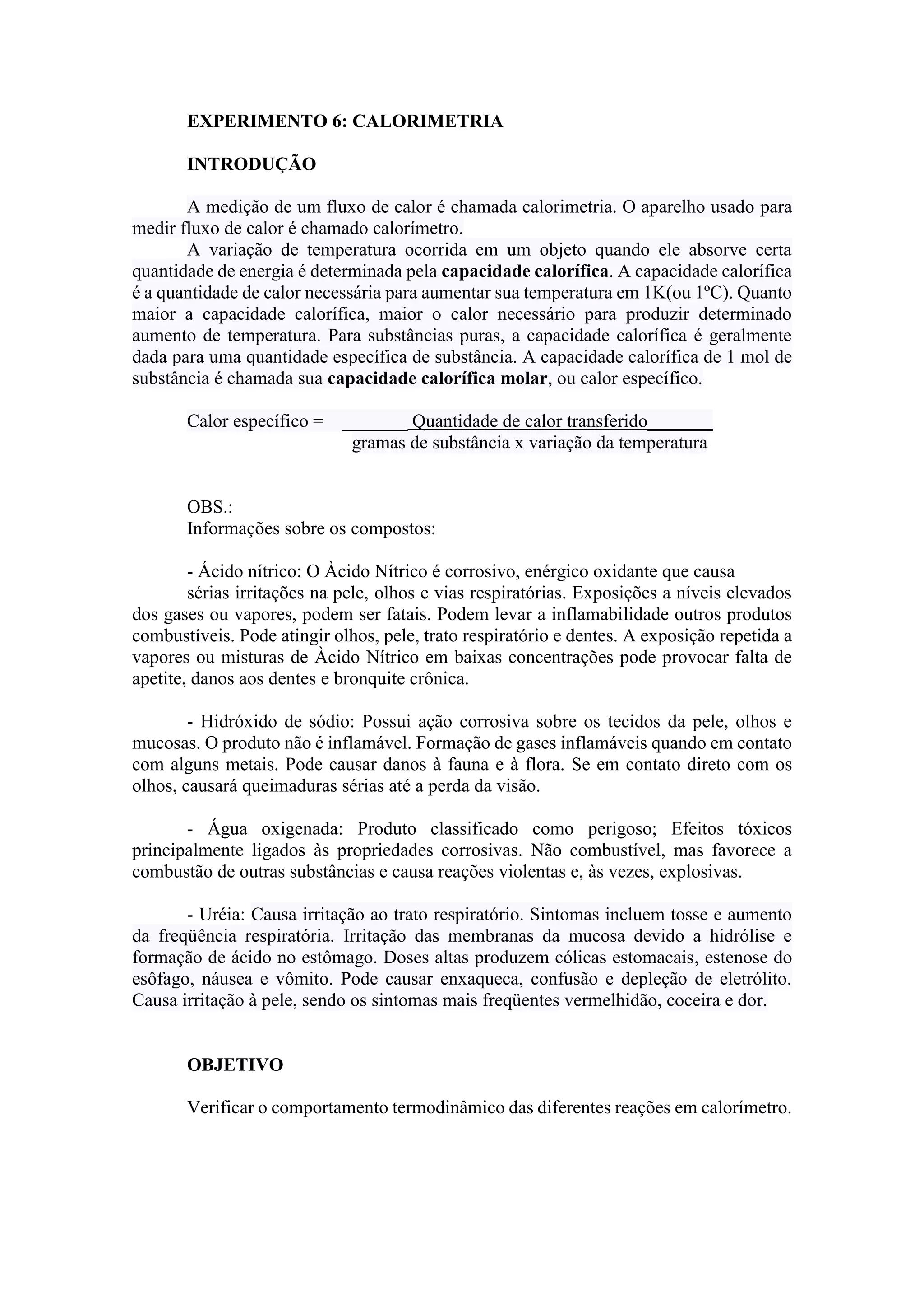 Experimento 6 calorimetria | PDF