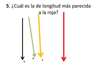 5. ¿Cuál es la de longitud más parecida
a la roja?
A
B
C
 