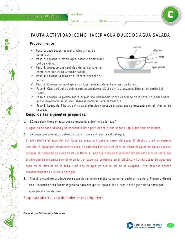 Experimento como hacer agua dulce