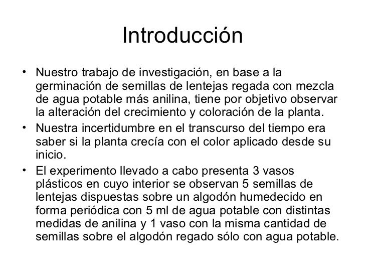 Experimento con semillas