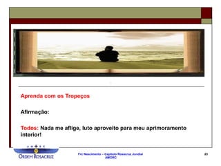 Frc Nascimento – Capítulo Rosacruz Jundiaí
AMORC
23
Aprenda com os Tropeços
Afirmação:
Todos: Nada me aflige, luto aproveito para meu aprimoramento
interior!
 