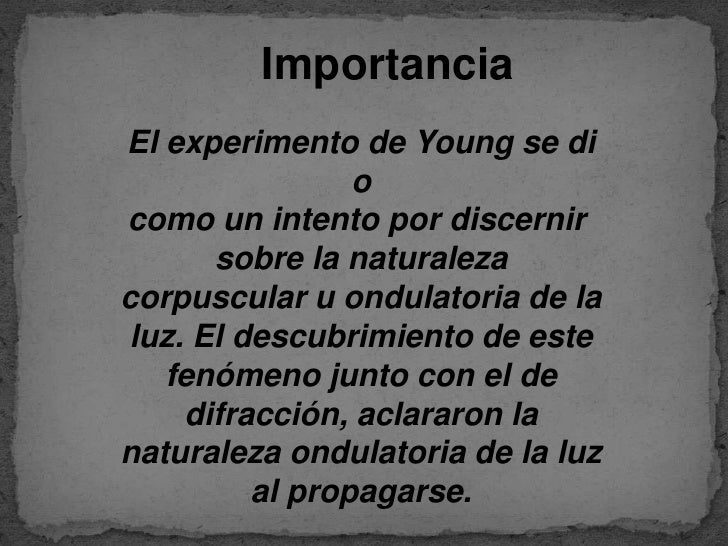 Experimento De Young En Que Consiste