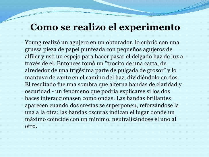 Experimento De Young En Que Consiste