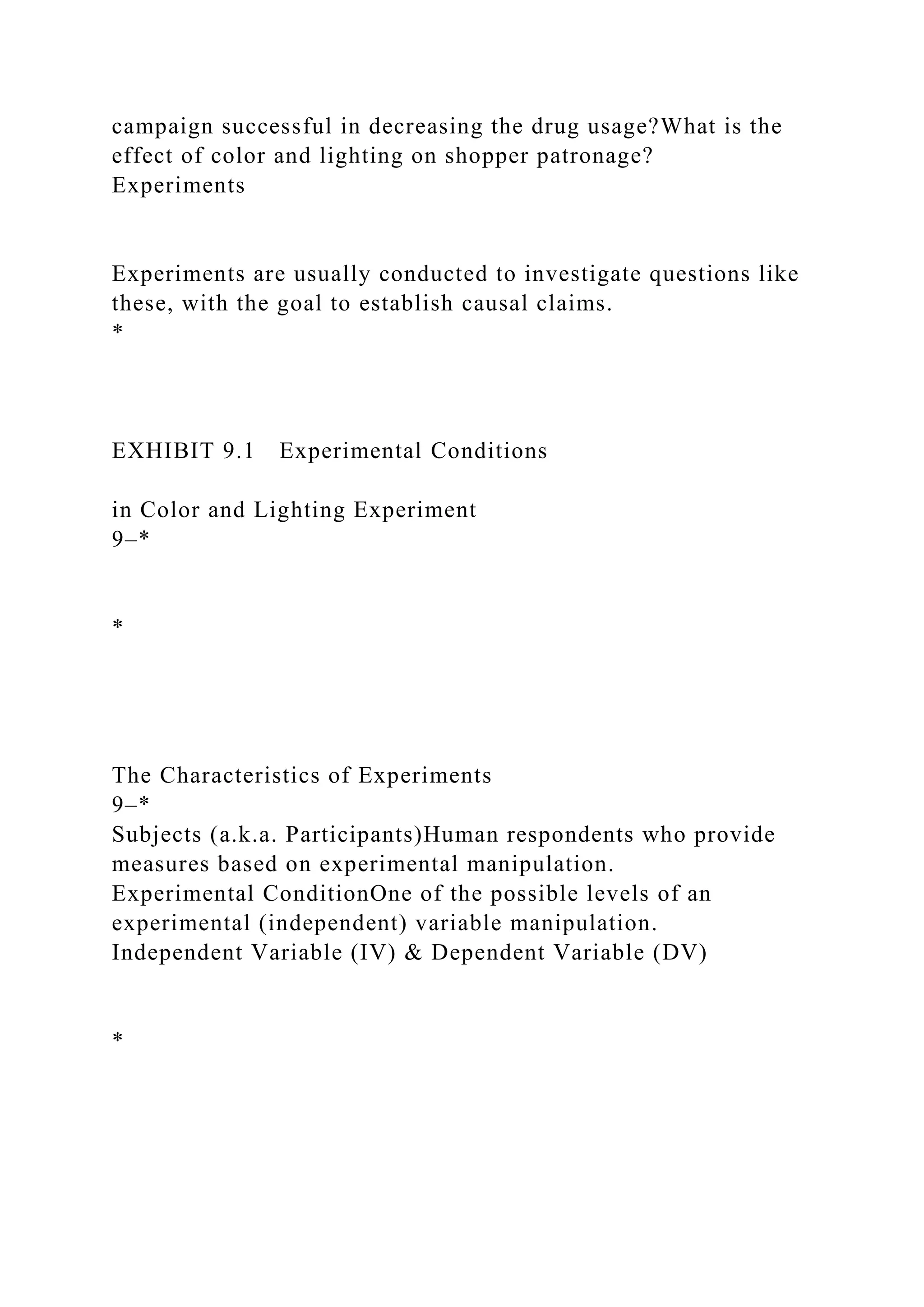 Experiment SettingsLEARNING OUTCOMES9–.docx