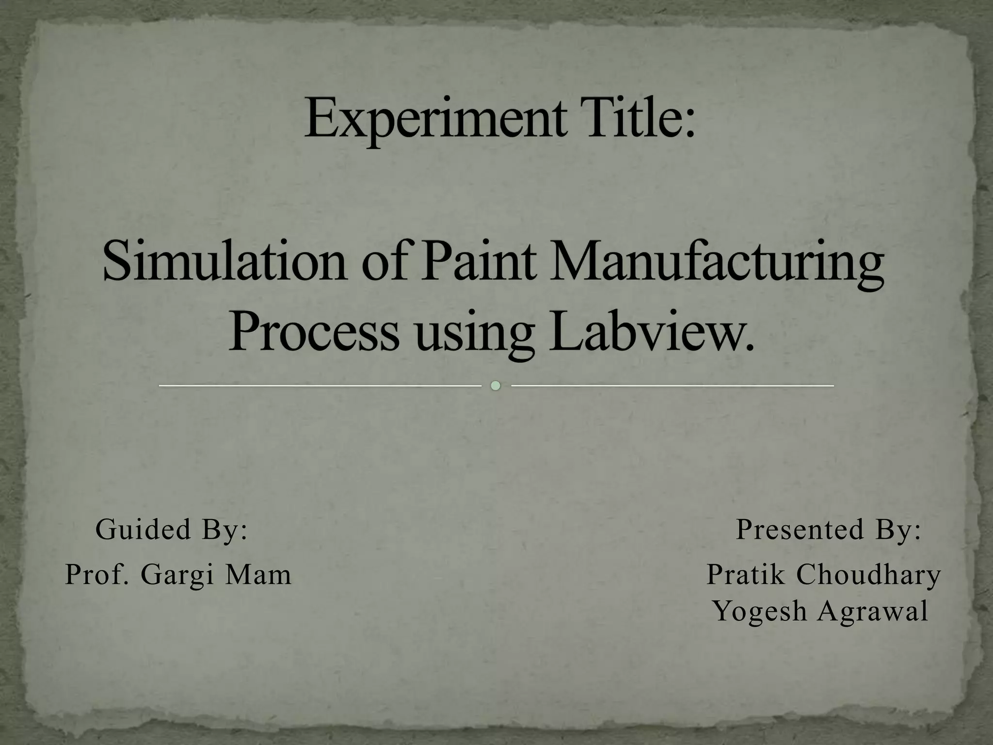 Paint Manufacturing Process PPT