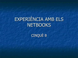 EXPERIÈNCIA AMB ELS NETBOOKS CINQUÈ B 