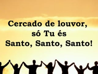 Cercado de louvor,  só Tu és Santo, Santo, Santo! 