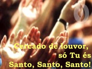Cercado de louvor,  só Tu és Santo, Santo, Santo! 