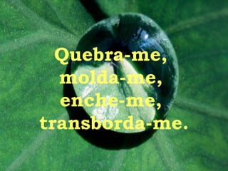 Quebra-me,  molda-me,  enche-me,  transborda-me. 