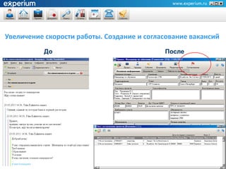Увеличение скорости работы. Создание и согласование вакансий
          До                                После




                                                           15
 