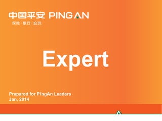 Prepared for PingAn Leaders
Jan, 2014
Expert
 
