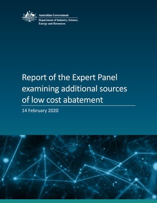 Report of the Expert Panel
examining additional sources
of low cost abatement
14 February 2020
 
