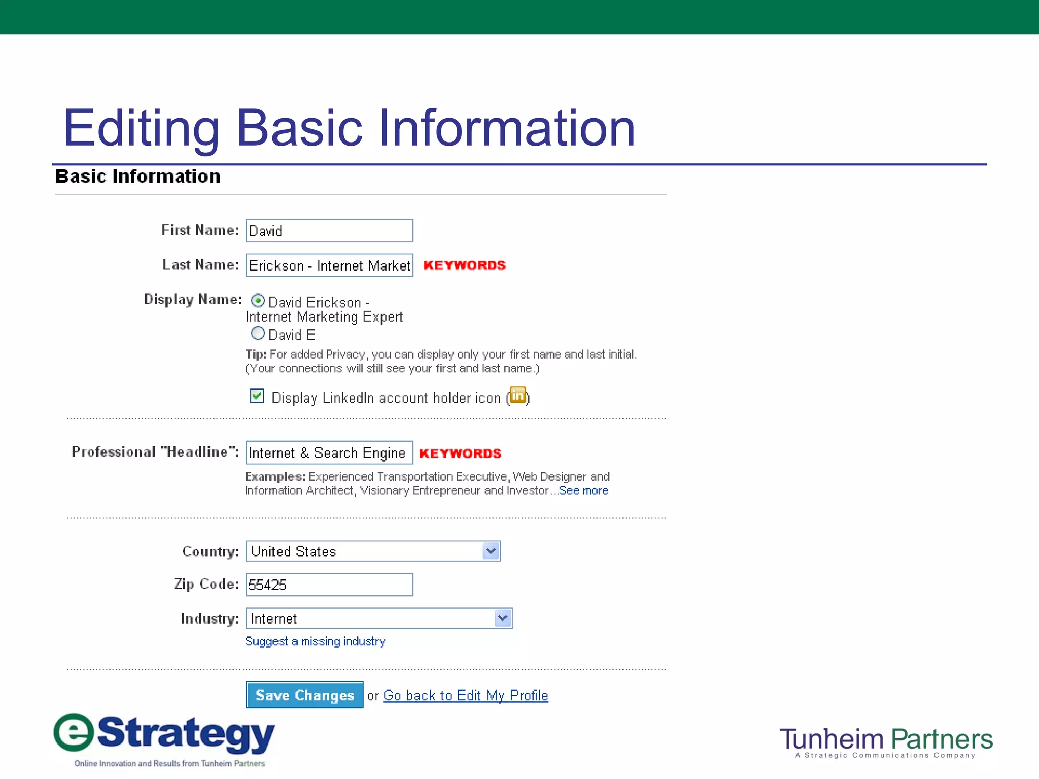Editing Basic Information 