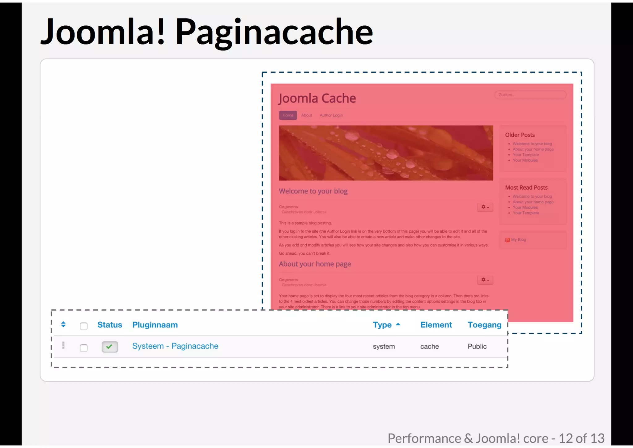 Performance & Joomla! core @ Joomla! Performance Expert Sessie