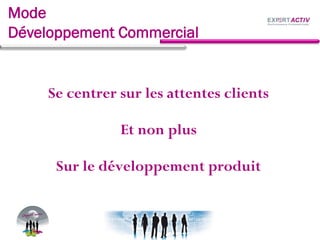 Mode
Développement Commercial
Se centrer sur les attentes clients
Et non plus
Sur le développement produit