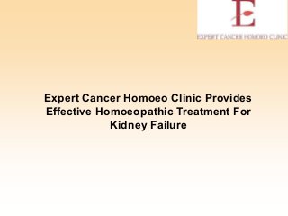 Expert Cancer Homoeo Clinic Provides
Effective Homoeopathic Treatment For
Kidney Failure
 