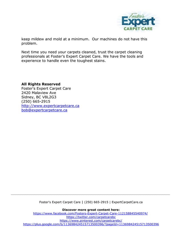 Foster's Expert Carpet Care Promises