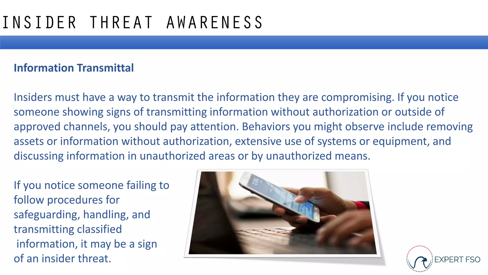 Expert FSO Insider Threat Awareness PDF Information and Network