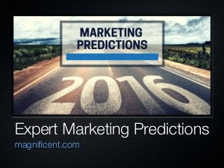 Expert Marketing Predictions
magniﬁcent.com
 