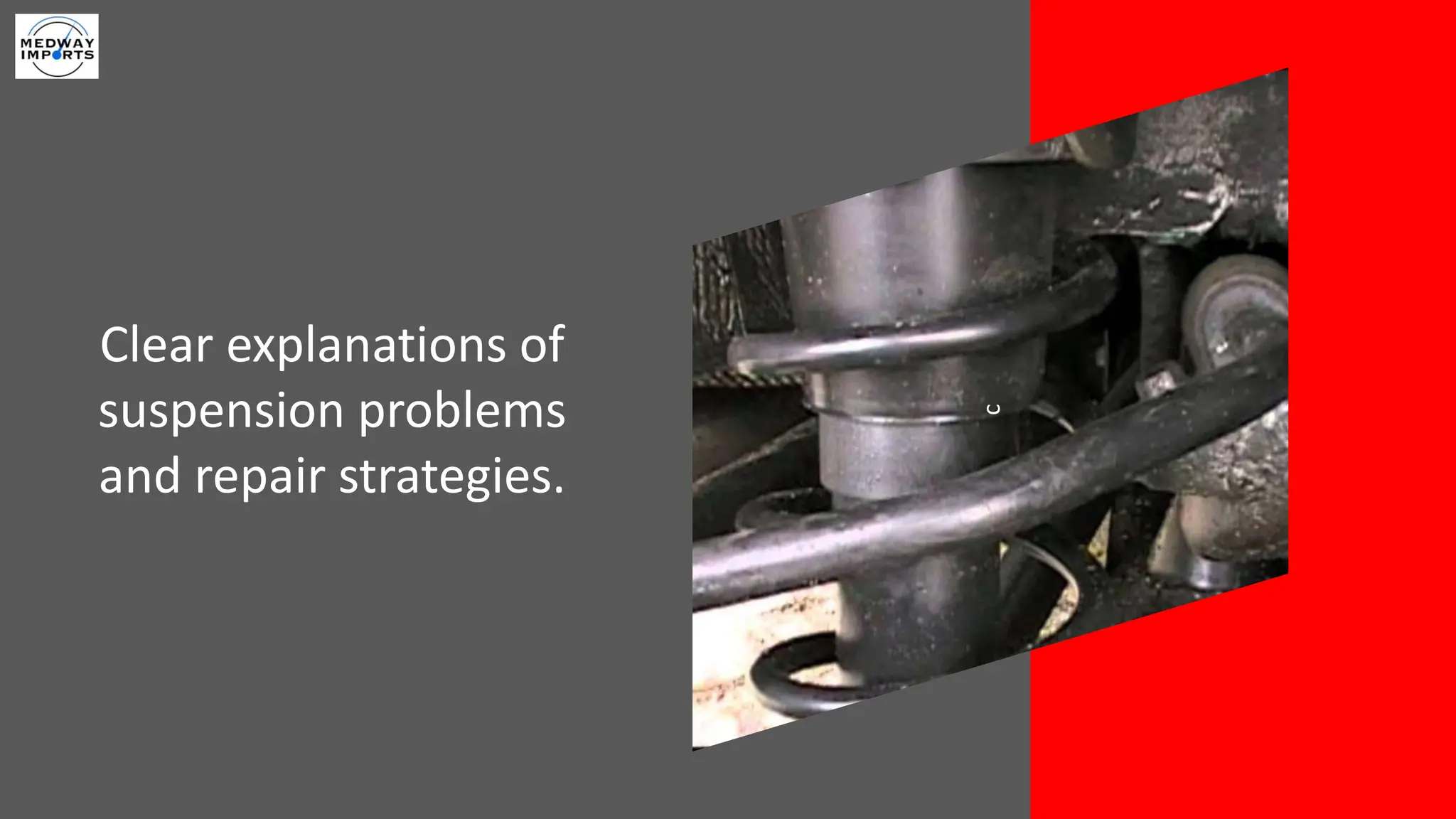 c
Clear explanations of
suspension problems
and repair strategies.