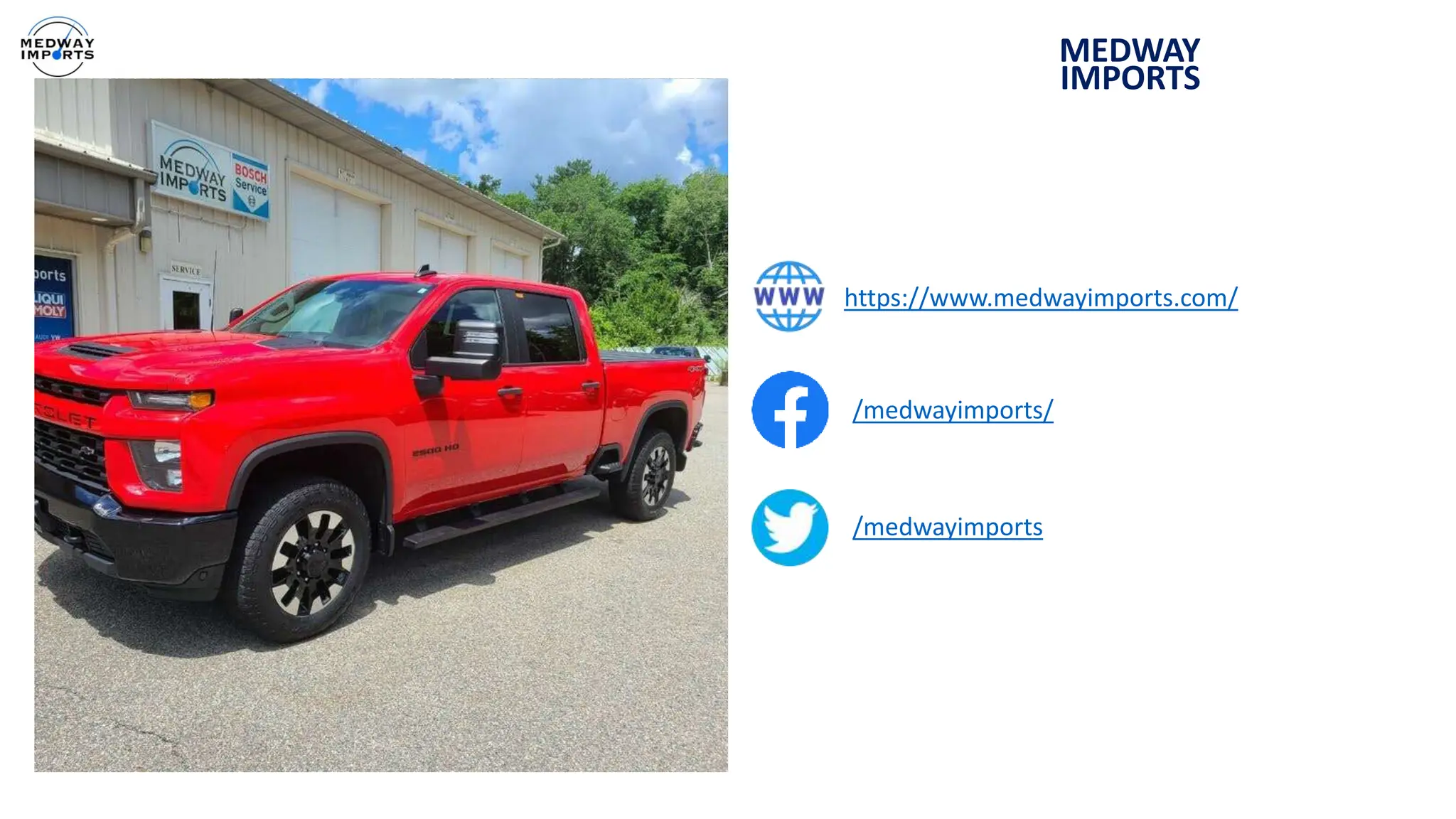 MEDWAY
IMPORTS
https://www.medwayimports.com/
/medwayimports/
/medwayimports
