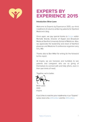 Experts by Experience 2015: A compilation of patients’ stories