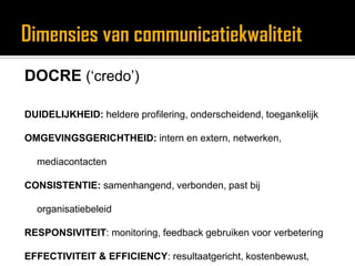 Aandachtsgebieden BSCINPUTDOORVOEROUTPUTInterne communicatieMarketingcommunicatieConcerncommunicatieOrganisatie v/d communicatie