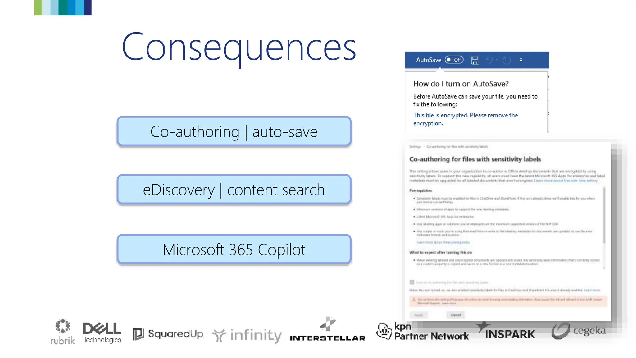 Consequences
eDiscovery | content search
Co-authoring | auto-save
Microsoft 365 Copilot
 
