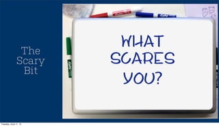 The
Scary
Bit
What
scares
you?
Tuesday, June 11, 13
 