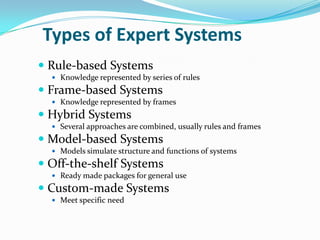 Expert systems in artificial intelegence | PPTX