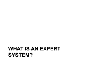 WHAT IS AN EXPERT
SYSTEM?
 