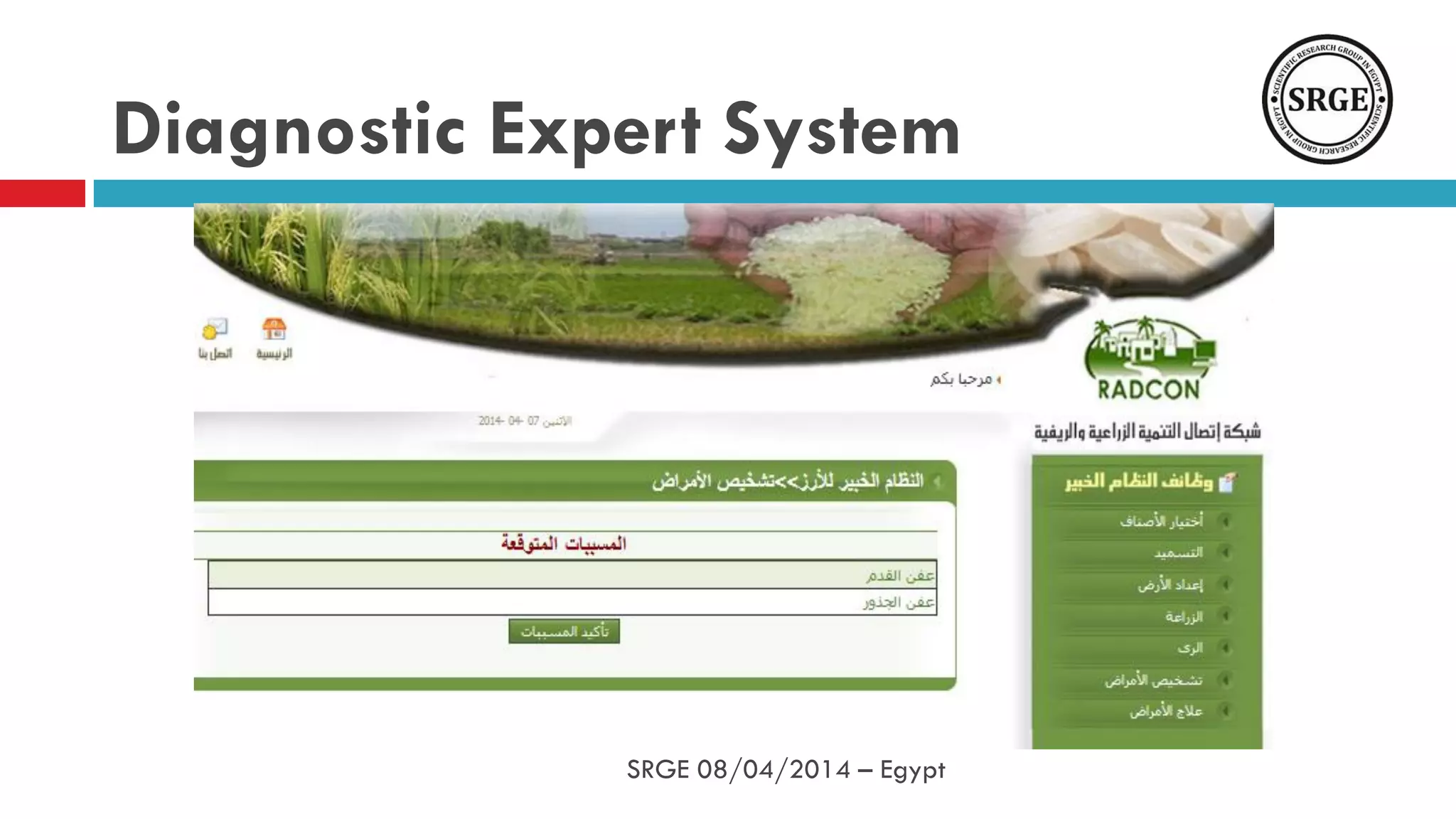 Diagnostic Expert System
SRGE 08/04/2014 – Egypt
 