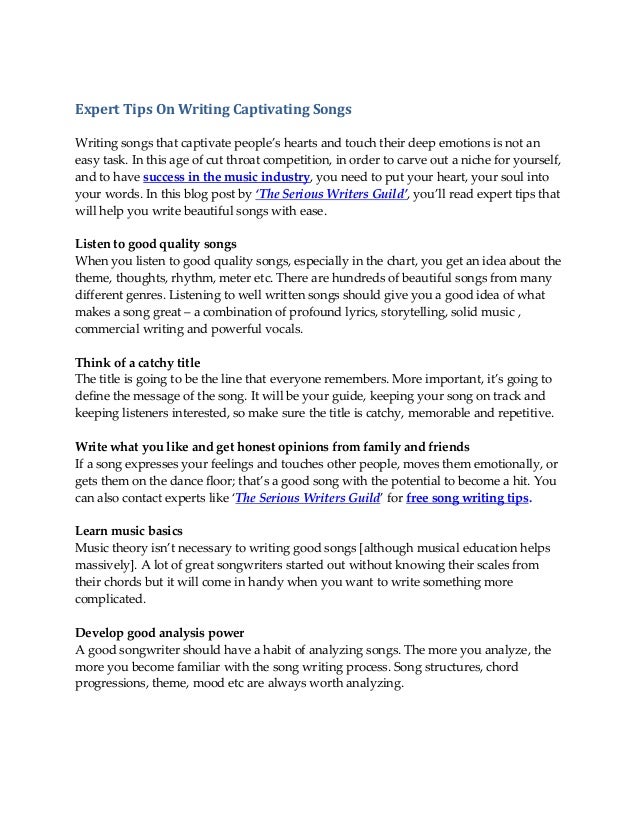 Expert Tips On Writing Captivating Songs