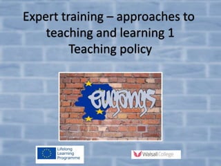 Expert training – approaches to 
teaching and learning 1 
Teaching policy 
 