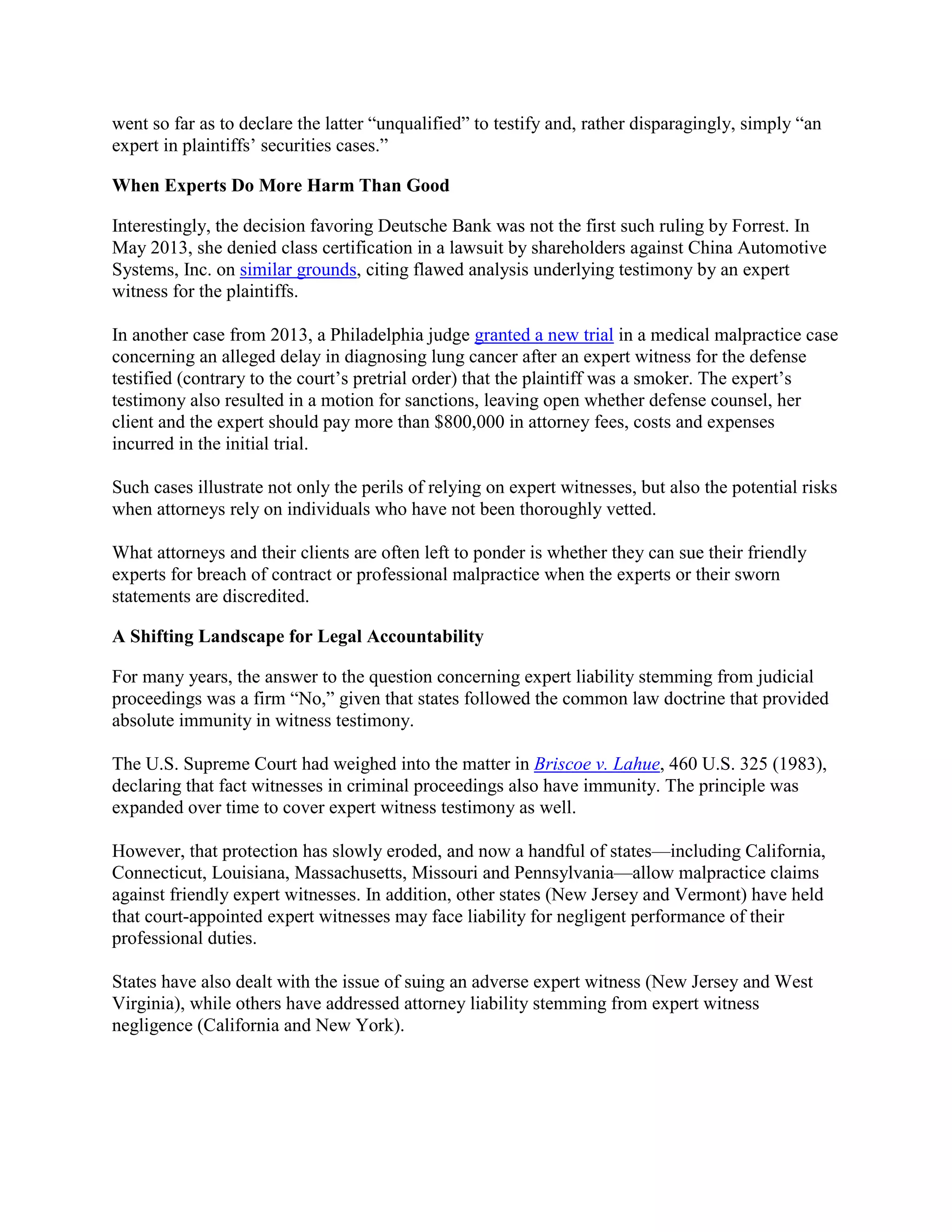 Article: Expert Witness Malpractice: Making the Case for—and Against ...