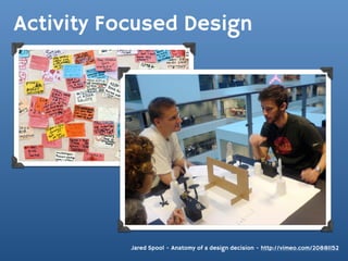 Activity Focused Design




           Jared Spool - Anatomy of a design decision - http://vimeo.com/20881152
 