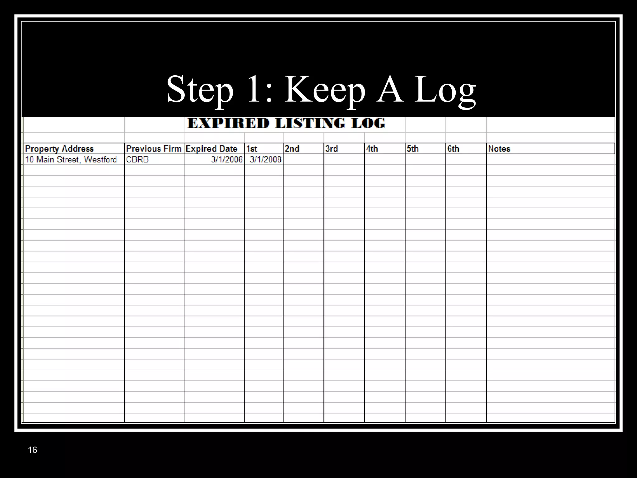 Step 1: Keep A Log

16

 