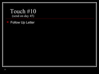 Touch #10
(send on day 45)



77

Follow Up Letter

 
