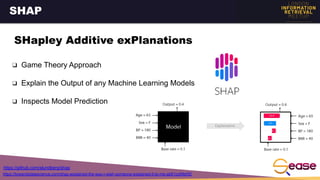 SHAP
https://github.com/slundberg/shap
❑ Game Theory Approach
❑ Explain the Output of any Machine Learning Models
❑ Inspec...