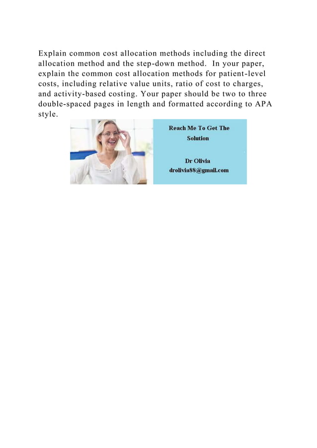 Explain common cost allocation methods including the direct allocati.docx