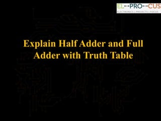 Explain Half Adder and Full
Adder with Truth Table
 