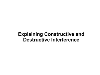 Explaining Constructive and Destructive Interference 