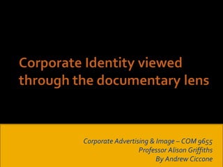 Corporate Advertising & Image – COM 9655 Professor Alison Griffiths By Andrew Ciccone 