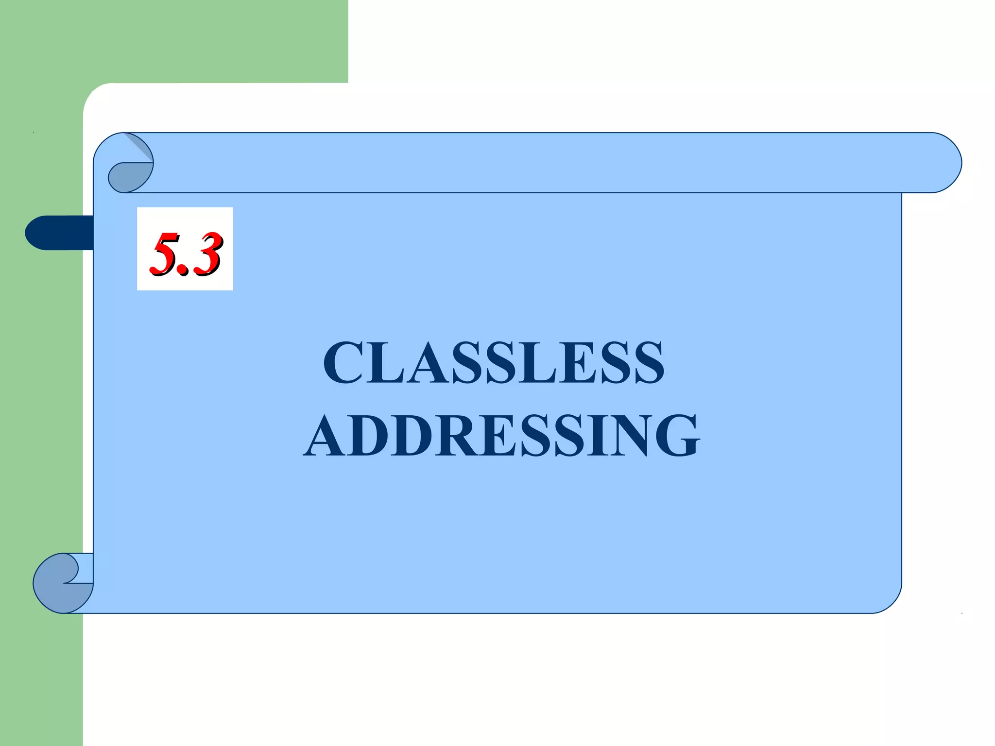 CLASSLESS
ADDRESSING
5.35.3
 
