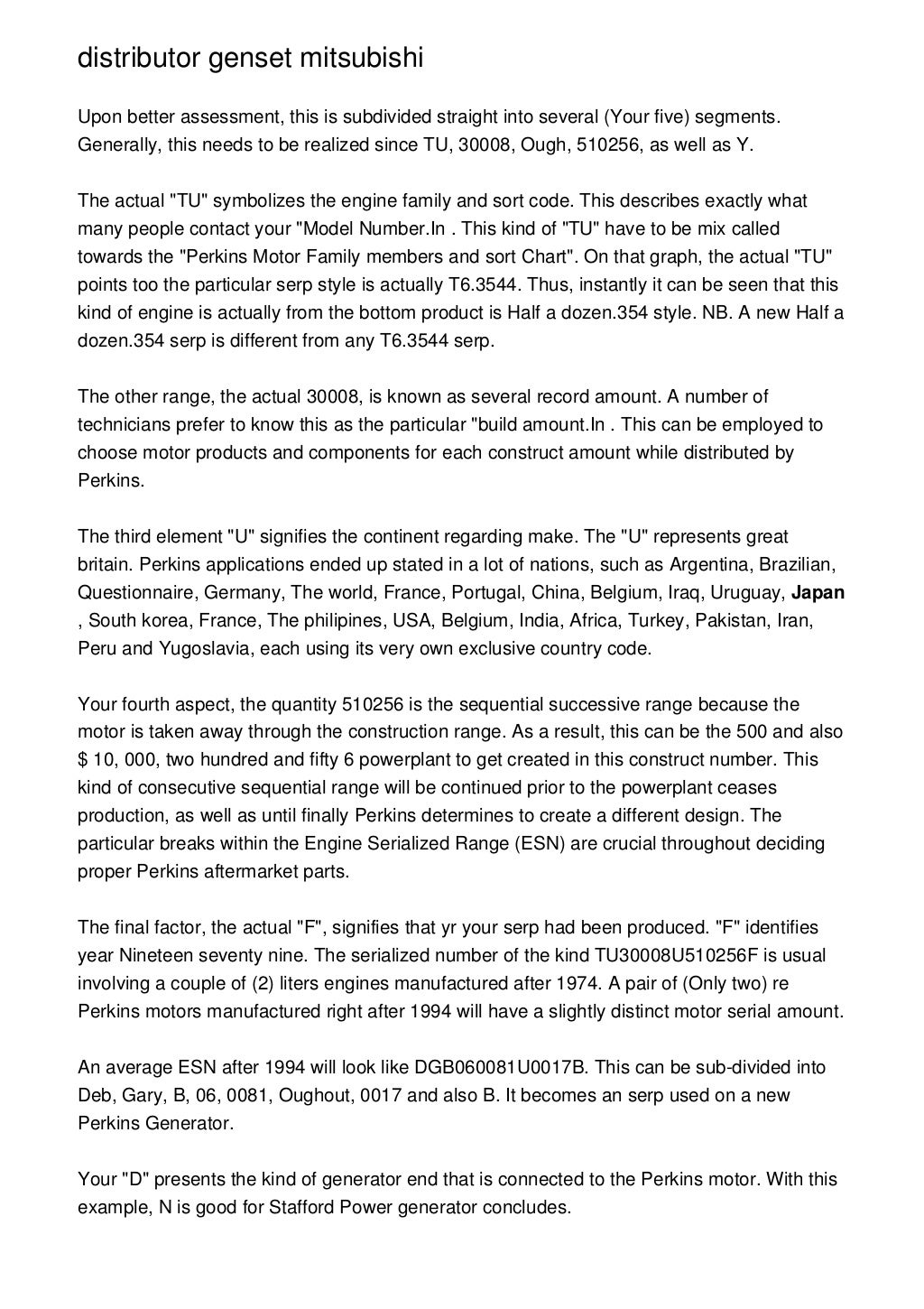 distributor genset mitsubishi