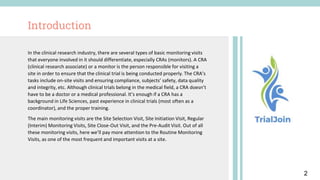 Explaining the Different Types of Routine Monitoring Visits | PPTX