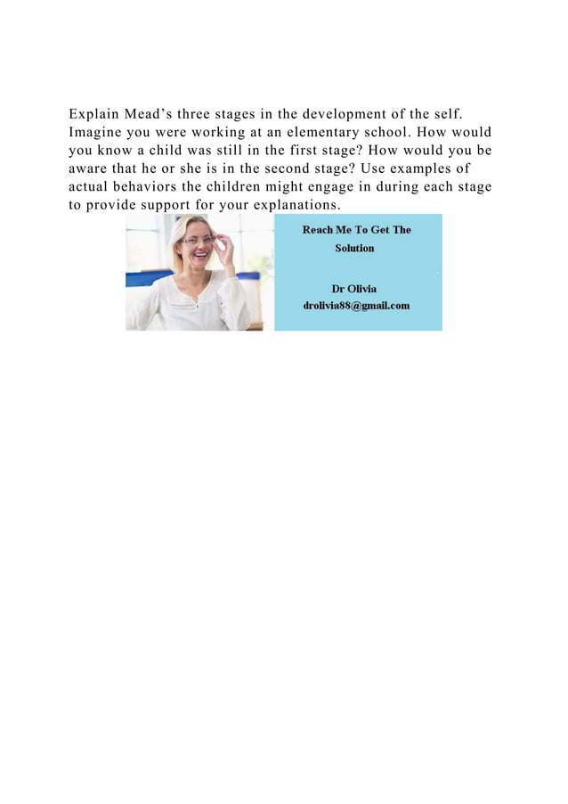 Explain Mead’s three stages in the development of the self. Imagin.docx