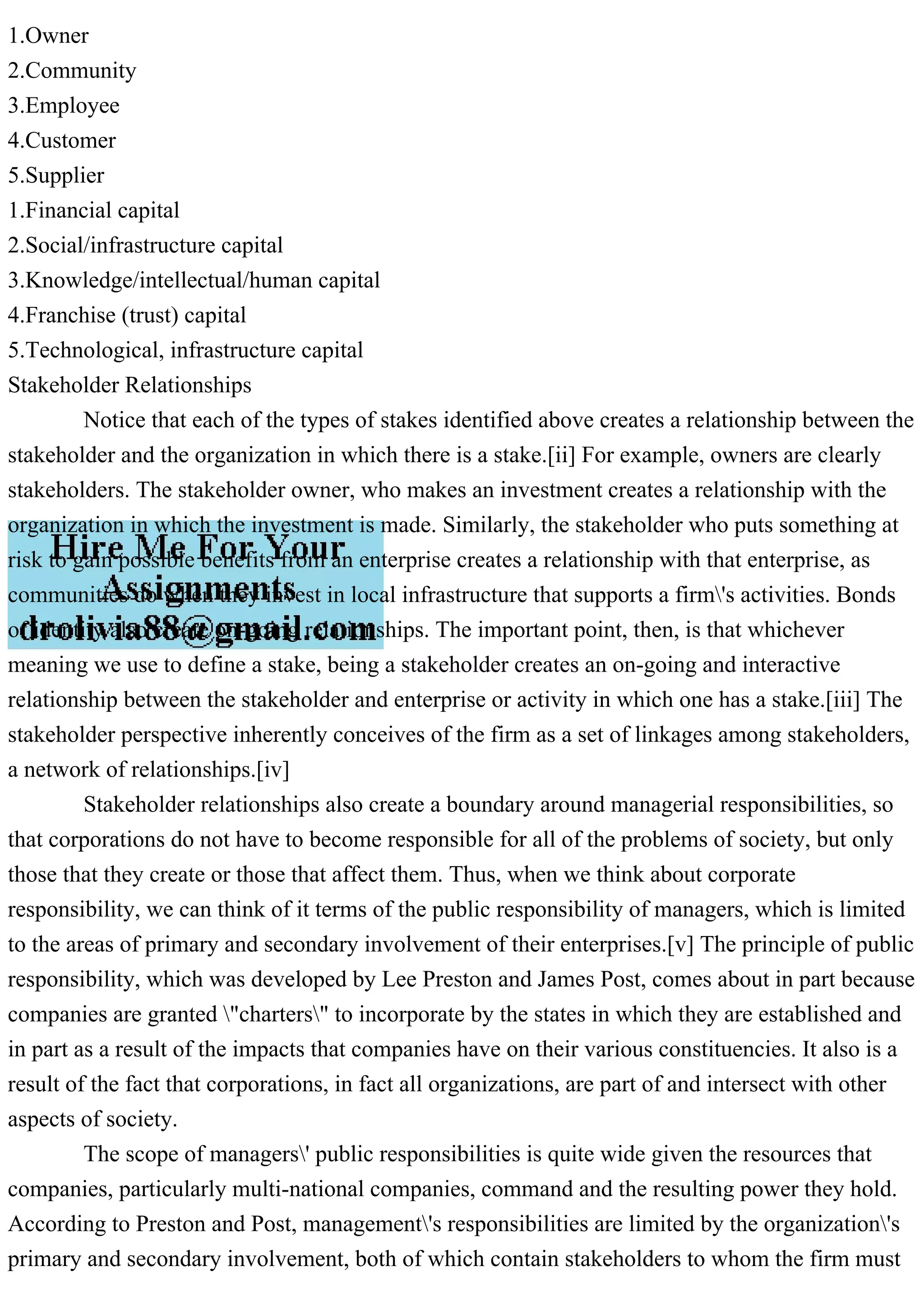 Explain the concepts of stake and stakeholder from your perspective .pdf