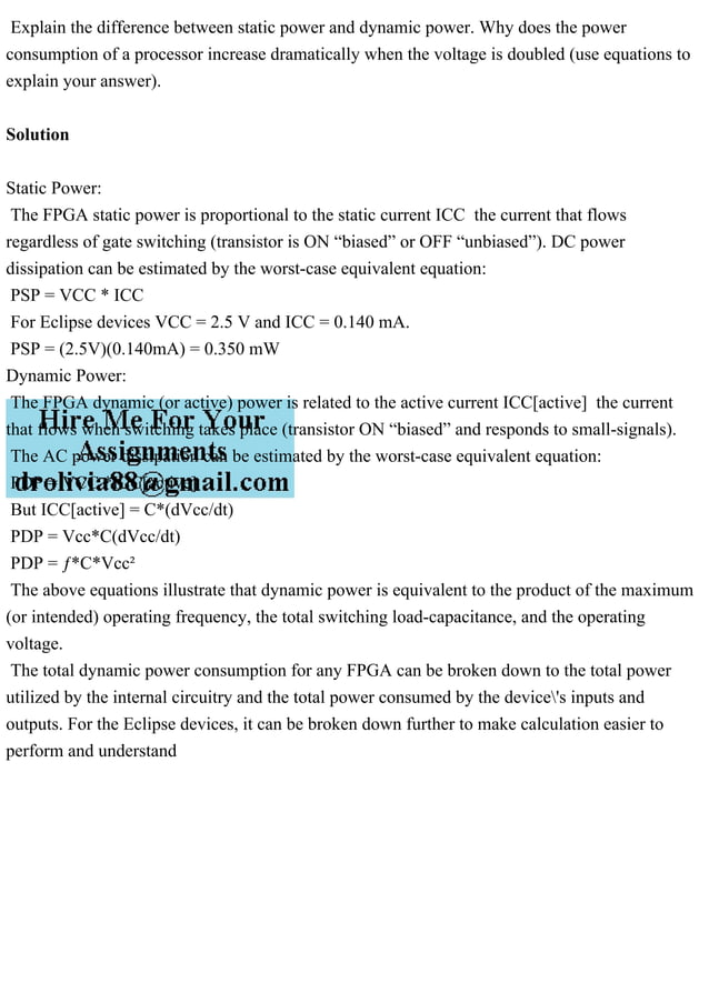 Explain the difference between static power and dynamic power. Why do.pdf
