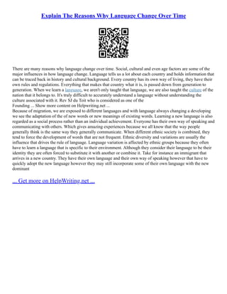 Explain The Reasons Why Language Change Over Time | PDF